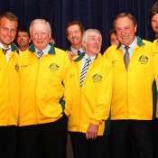 Australian Davis Cup players past and present gather in Sydney to receive their gold jackets. GETTY IMAGES