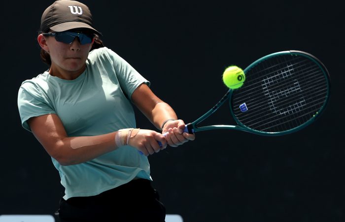 250119 AUSTRALIAN OPEN January 19: Tori Russell (AUS) during Round 1 Girls Singles match on Court 5 at the Australian Open at Melbourne Park on Sunday, January 19, 2025. Photo by TENNIS AUSTRALIA/ HAMISH BLAIR