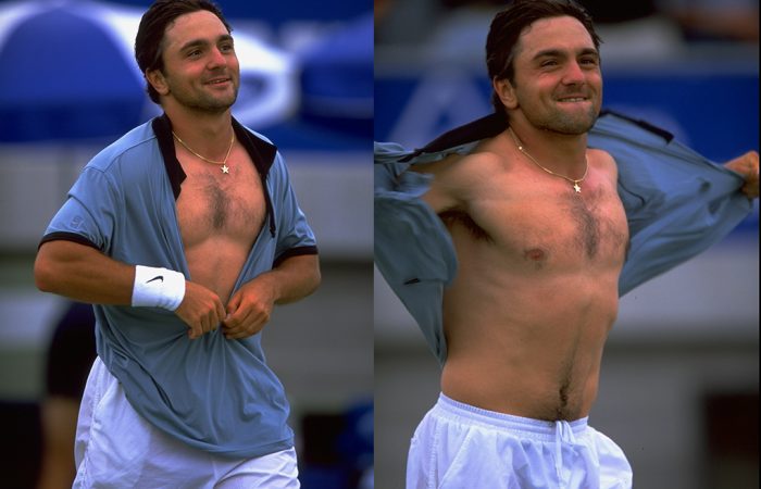 THE INFAMOUS SHIRT RIP: Andrew Ilie celebrates after a win at Australian Open 2000. Picture: Getty Images THE INFAMOUS SHIRT RIP: Andrew Ilie celebrates after a win at Australian Open 2000. Picture: Getty Images