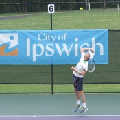 Michael Look in action at the City of Ipswich Tennis International; Tennis Australia