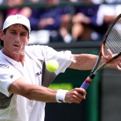 Jason Stolenberg in action against Juan Carlos Ferrero of Spain during the men's second round of Wimbledon. Photo: Gary M. Prior/ALLSPORT