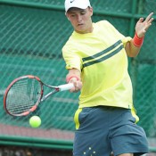 Oliver Anderson in action at the Junior Davis Cup Asia/Oceania qualifying competition in Kuching, Malaysia; Big Dog Sports Photography