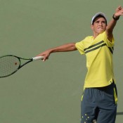 Alexander Crnokrak in action at the Junior Davis Cup final qualifying competition in Delhi, India; Getty Images