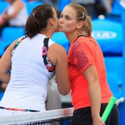 Jarmila Gajdosova and Jelena Dokic at the 2014 Australian Open Wildcard Playoff. Photo by Matt Johnson.