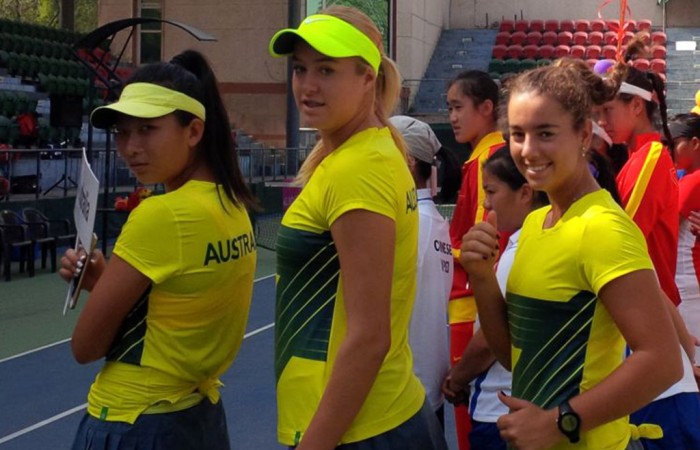 Australia's Junior Fed Cup team of (L-R) Jeanette Lin, Kaitlin Staines and Jessica Zaviacic; Tennis Australia Australia's Junior Fed Cup team of (L-R) Jeanette Lin, Kaitlin Staines and Jessica Zaviacic; Tennis Australia