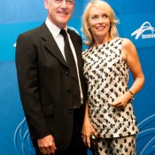 John Fitzgerald (L) and wife Jenny on the blue carpet at the 2014 Newcombe Medal Australian Tennis Awards; Elizabeth Xue Bai