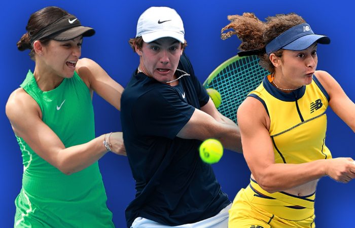 Renee Alame, Ty Host and Tahlia Kokkinis are all rising in the ITF junior rankings. Pictures: Tennis Australia Renee Alame, Ty Host and Tahlia Kokkinis are all rising in the ITF junior rankings. Pictures: Tennis Australia