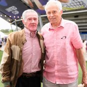 Ken Rosewall with  Chilean captain Jaime Fillol at the United Cup.