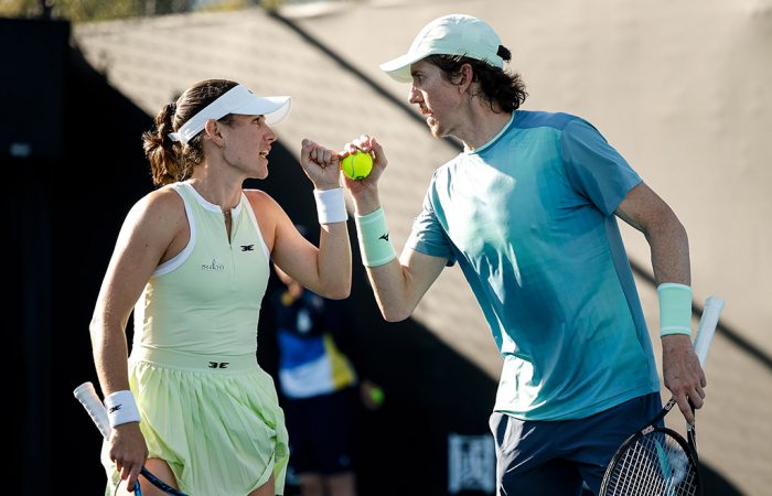 Kim-Birrell-John-Patrick-Smith_AO-2025-mixed-doubles Kimberly Birrell (L) and John-Patrick Smith in mixed doubles action at Australian Open 2025. [Getty Images