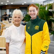 Lesley Bowrey AM and Maya Joint prior to the 2025 Billie Jean King Cup Qualifiers at Pat Rafter Arena in Brisbane (Photo: Josh Woning)