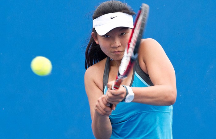Jeanette Lin in action during the 2014 14/u Australian Championships at Melbourne Park; Elizabeth Xue Bai Jeanette Lin in action during the 2014 14/u Australian Championships at Melbourne Park; Elizabeth Xue Bai