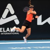 Maddison Inglis in action at the Adelaide International. 