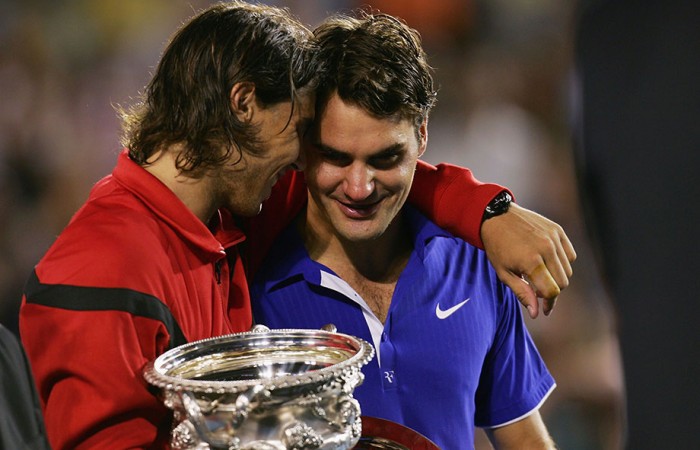 Rafael Nadal and Roger Federer, Australian Open, 2009, Melbourne. GETTY IMAGES Rafael Nadal and Roger Federer, Australian Open, 2009, Melbourne. GETTY IMAGES