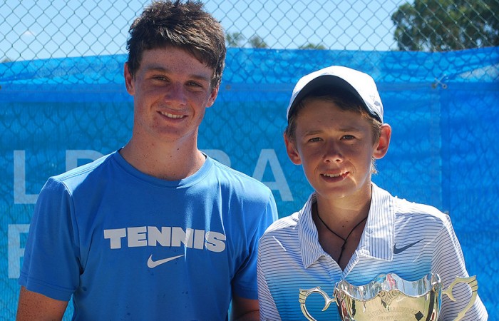 14s National Grasscourt Championships finalists Alex Di Minaur (R) was victorious in the 14s National Grasscourt Championships final in Mildura over Daniel Hobart; Tennis Australia