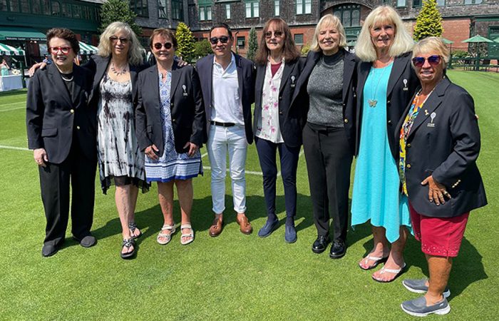 Original-9-at-Newport Original 9 members are inducted into the International Tennis Hall of Fame at Newport; photo supplied