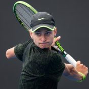 Kody Pearson in action during the semifinals of the boys' 18/u Australian Championships; Elizabeth Xue Bai