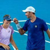 Olivia Gadecki (L) and John Peers during their Australian Open 2025 mixed doubles quarterfinal win. (Jay Town/Tennis Australia)