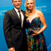 Peter Luczak (left) and wife Anna Catarina on the blue carpet at the 2014 Newcombe Medal Australian Tennis Awards; Elizabeth Xue Bai