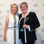 Nicole Pratt (left) and Pam Whytecross, Newcombe Medal, Australian Tennis Awards 2013. XUE BAI
