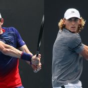 Max Purcell (R) and John-Patrick Smith won their AO Play-off semifinals on Friday at Melbourne Park. (Photo: Elizabeth Bai/Tennis Australia)