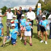 Pat Rafter (back row, third from left) and Tennis Australia president Steve Healy (back right) at the announcement of plans for a multimillion dollar tennis facility in Darwin; photo credit NT Government