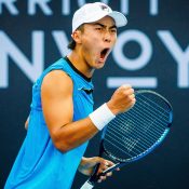 Rinky Hijikata is powering forward at Brisbane International 2024.