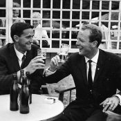 2nd July 1965:  Australian tennis players and Wimbledon finalists Roy Emerson and Fred Stolle.  (Photo by Terry Fincher/Express/Getty Images)