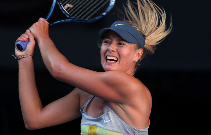 Maria Sharapova Maria Sharapova plays a backhand during her quarterfinal defeat of Ekaterina Makarova at Australian Open 2013; Getty Images