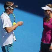 Sam Stosur (R) and David Taylor prepare for Australian Open 2016; Getty Images