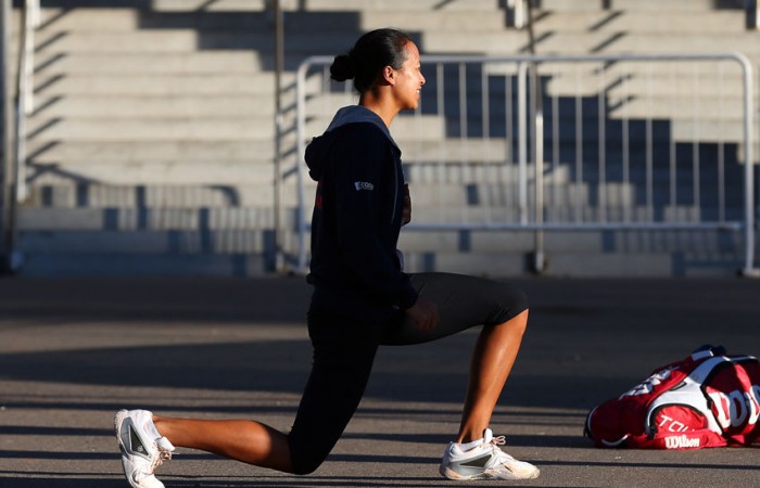 Anne Keothavong Anne Keothavong of Great Britain stretches during the Argentina and Great Britain Fed Cup tie in April 2013; Getty Images