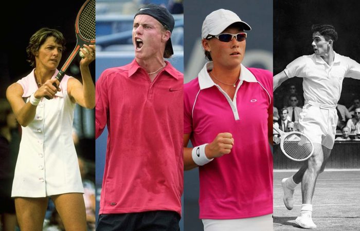 Margaret Court, Lleyton Hewitt, Sam Stosur and Ken Rosewall are all celebrating US Open anniversaries this year. Pictures: Getty Images Margaret Court, Lleyton Hewitt, Sam Stosur and Ken Rosewall are all celebrating US Open anniversaries this year. Pictures: Getty Images