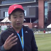 Edward Vo is interviewed after his quarterfinal victory at the 12/u Australian Grasscourt Championships in Adelaide; Tennis SA