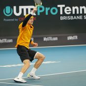 Adam Walton in action at the UTR Pro Tennis Series event final in Brisbane.