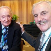 Wayne Reid (right) with Rod Laver. 