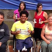 The Aussie Wheelchair Tennis team in Brazil (L-R) Jerry Markoja, Luba Josevski, Keegan Oh-Chee, Sarah Calati and Janel Manns; Tennis Australia