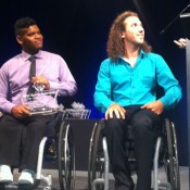 Keegan Oh-Chee (L) and Adam Kellerman are honoured at the NSW Sports Foundation 2013 awards as members of the winning Australian Men's Wheelchair Tennis team; Tennis Australia