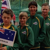 The Australian World Junior Tennis team of (L-R) Alex De Minaur, Kody Pearson, Alexei Popyrin and coach Ben Pyne; Tennis Australia