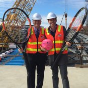 Todd Woodbridge (R) and Victorian Sports Minister John Eren; Getty Images