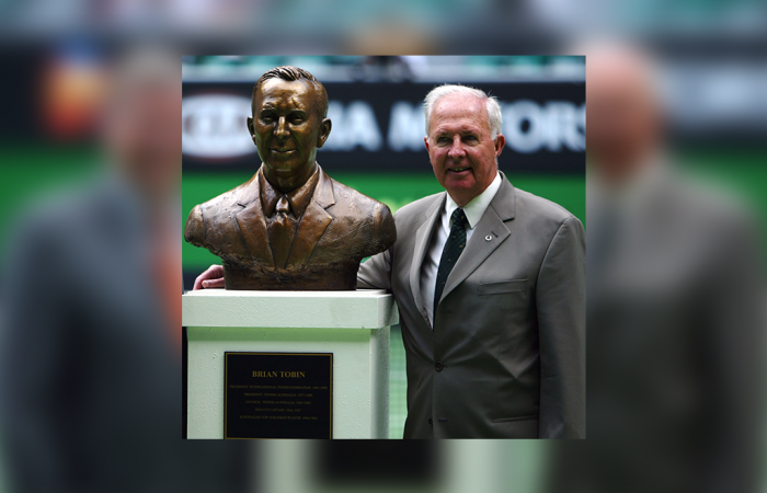 MELBOURNE, AUSTRALIA - JANUARY 26:  Brian Tobin poses for a photo who was inducted into tennis hall of fame during day eight of the Australian Open Grand Slam at Melbourne Park January 26, 2004 in Melbourne, Australia.  (Photo by Adam Pretty/Getty Images)