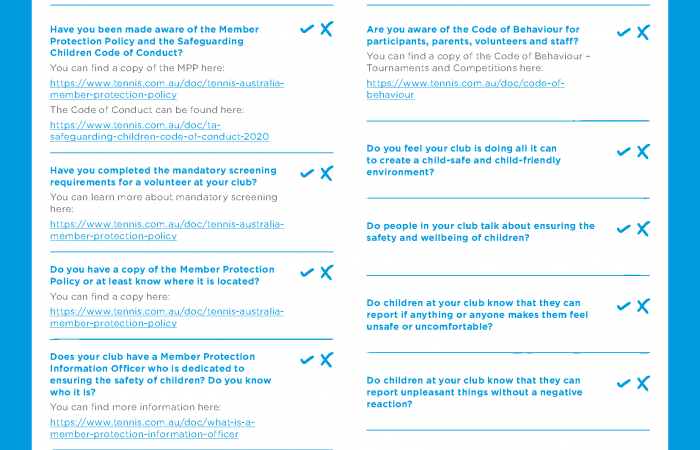 Volunteers checklist